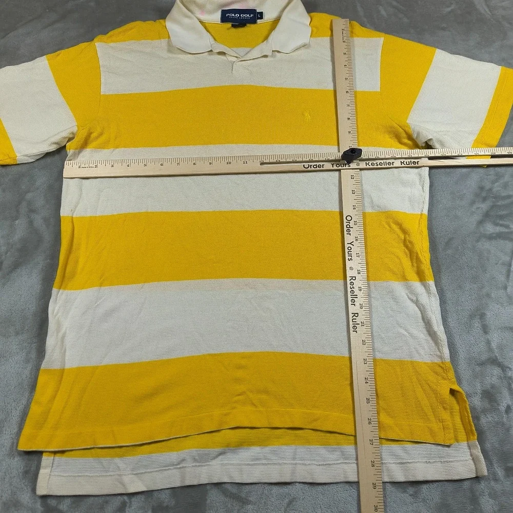Polo Golf Ralph Lauren Polo Shirt Mens Large Yellow‎ Stripe Rugby performance